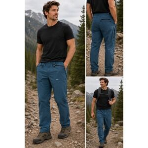 Rohan Mens 30R Blue Gray Technical Hiking Pants Zip Pockets Gorpcore Outdoor